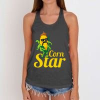 Funny Corn Star Sunglasses Mustache Maize Women's Knotted Racerback Tank