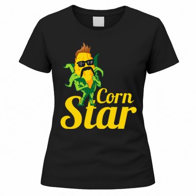 Funny Corn Star Sunglasses Mustache Maize Women's T-Shirt