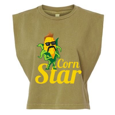 Funny Corn Star Sunglasses Mustache Maize Garment-Dyed Women's Muscle Tee