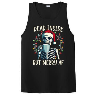 Funny Christmas Skeleton Coffee Dead Inside But Merry Af Gift PosiCharge Competitor Tank