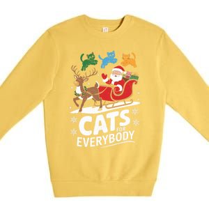 Festive Cat Santa Cats For Everybody Xmas Cat Christmas Cats Gift Premium Crewneck Sweatshirt