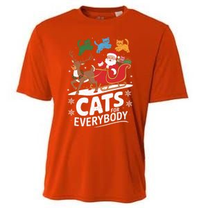 Festive Cat Santa Cats For Everybody Xmas Cat Christmas Cats Gift Cooling Performance Crew T-Shirt