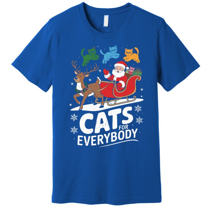 Festive Cat Santa Cats For Everybody Xmas Cat Christmas Cats Gift Premium T-Shirt