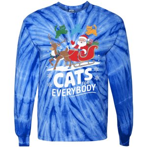 Festive Cat Santa Cats For Everybody Xmas Cat Christmas Cats Gift Tie-Dye Long Sleeve Shirt