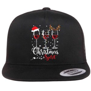 Funny Christmas Spirits Glasses Of Wine Xmas Holidays Party Flat Bill Trucker Hat