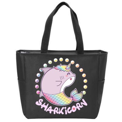 Funny Cute Sharkicorn Shark Unicorn Zip Tote Bag