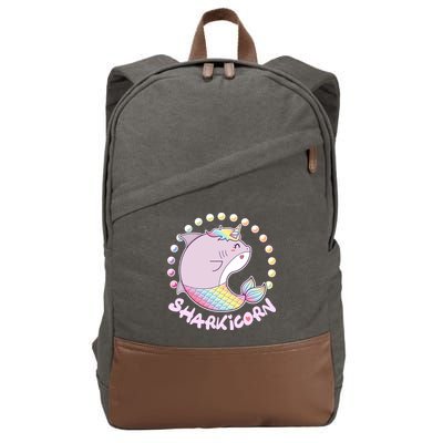 Funny Cute Sharkicorn Shark Unicorn Cotton Canvas Backpack