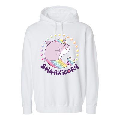 Funny Cute Sharkicorn Shark Unicorn Garment-Dyed Fleece Hoodie