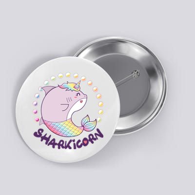 Funny Cute Sharkicorn Shark Unicorn Button