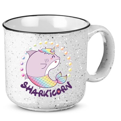 Funny Cute Sharkicorn Shark Unicorn 15oz Campfire Ceramic Mug