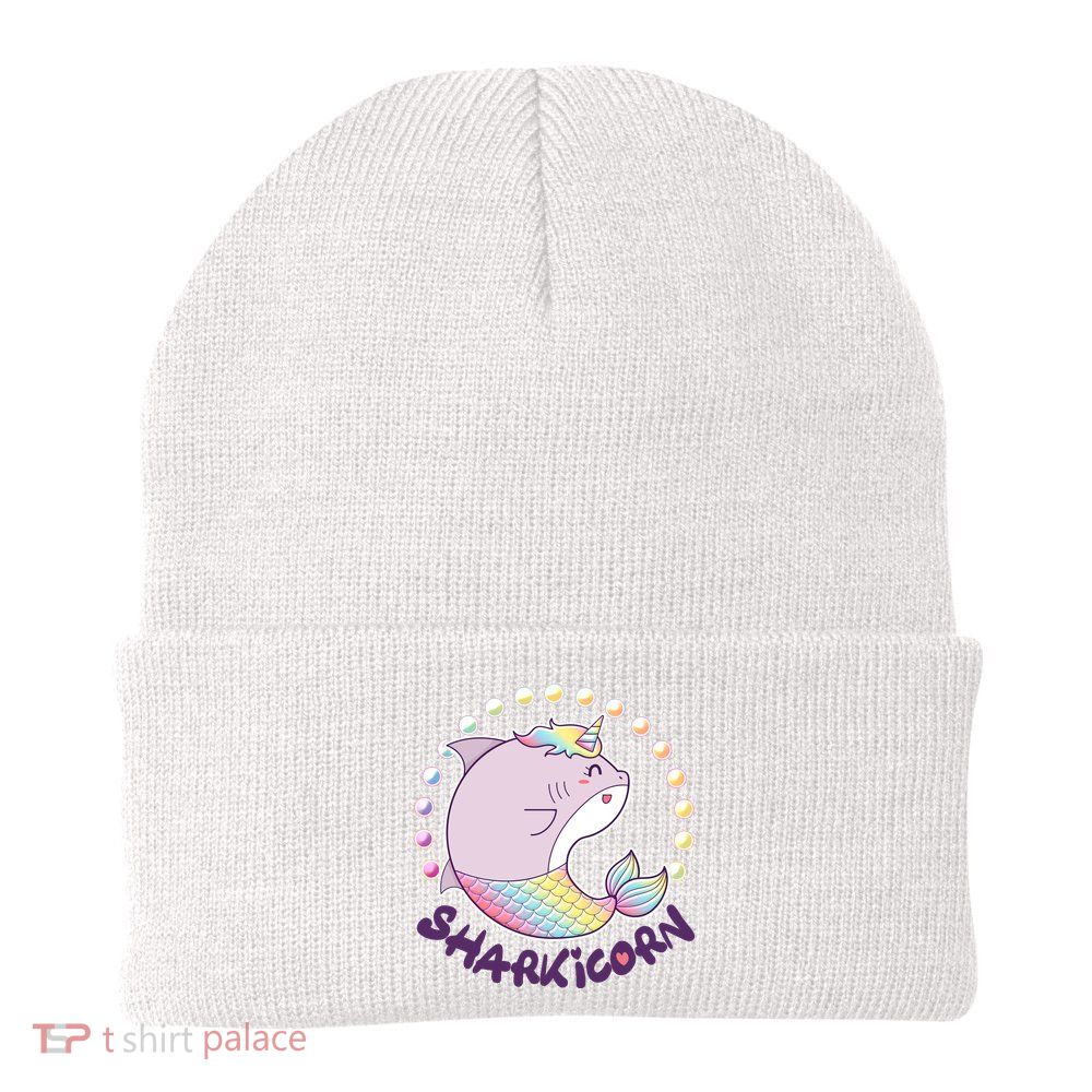 Funny Cute Sharkicorn Shark Unicorn Knit Cap Winter Beanie