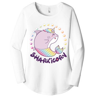 Funny Cute Sharkicorn Shark Unicorn Women's Perfect Tri Tunic Long Sleeve Shirt