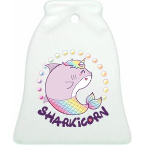 Funny Cute Sharkicorn Shark Unicorn Ceramic Bell Ornament