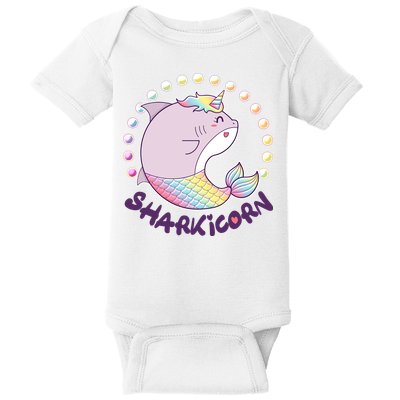 Funny Cute Sharkicorn Shark Unicorn Baby Bodysuit