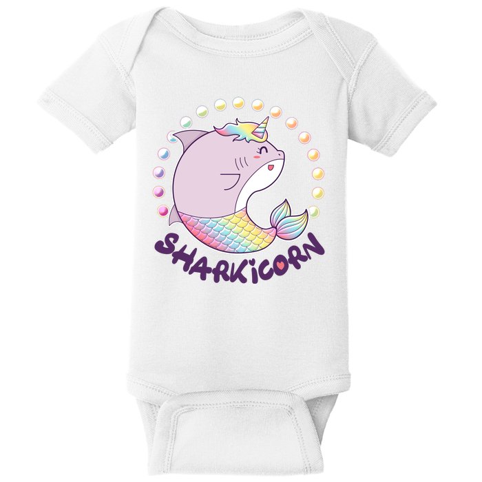 Funny Cute Sharkicorn Shark Unicorn Baby Bodysuit