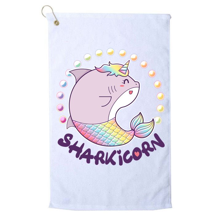 Funny Cute Sharkicorn Shark Unicorn Golf Towel
