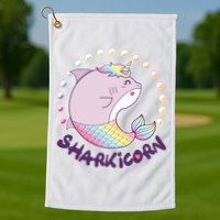 Funny Cute Sharkicorn Shark Unicorn Golf Towel