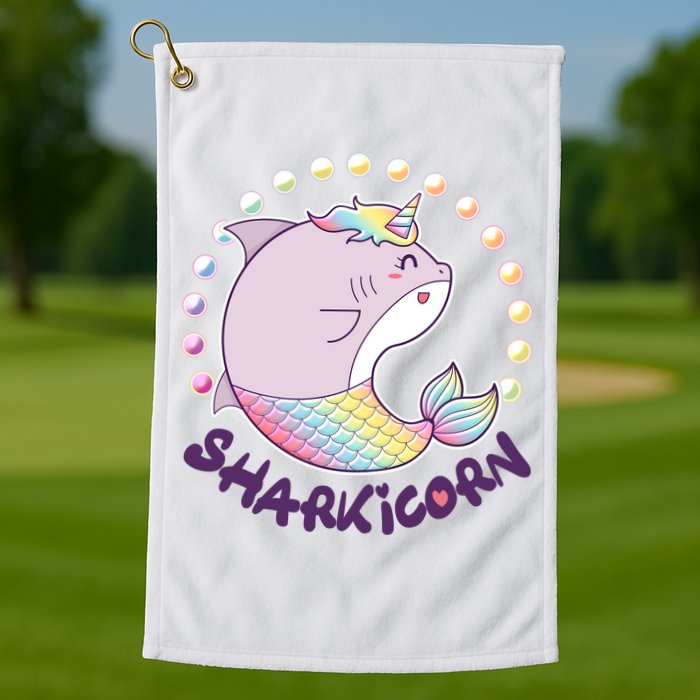 Funny Cute Sharkicorn Shark Unicorn Golf Towel