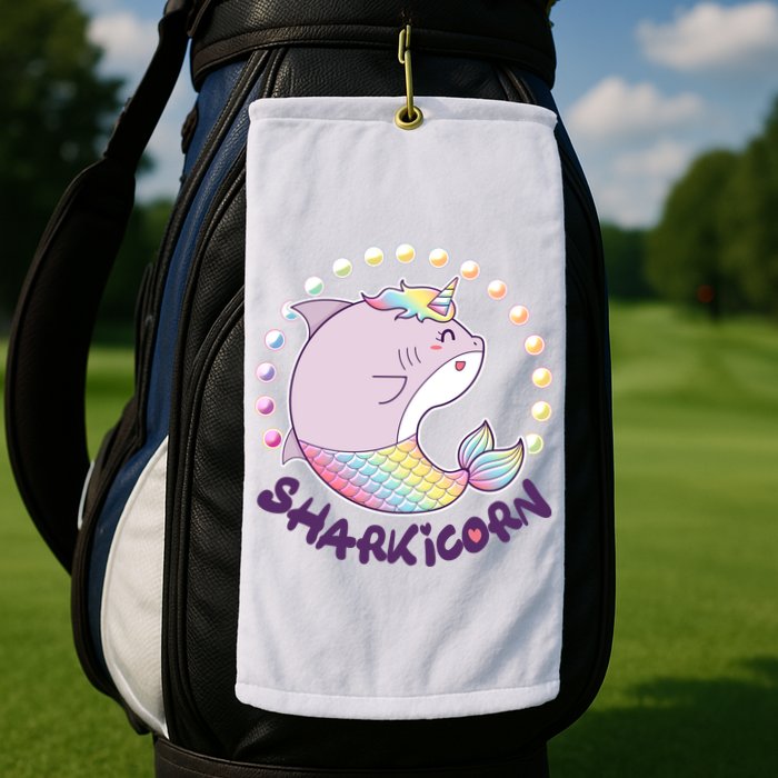 Funny Cute Sharkicorn Shark Unicorn Golf Towel