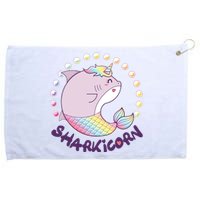 Funny Cute Sharkicorn Shark Unicorn Grommeted Golf Towel