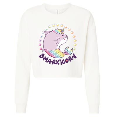 Funny Cute Sharkicorn Shark Unicorn Cropped Pullover Crew