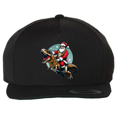 Funny Cartoon Santa Trex Dinosaur Christmas Gift Wool Snapback Cap