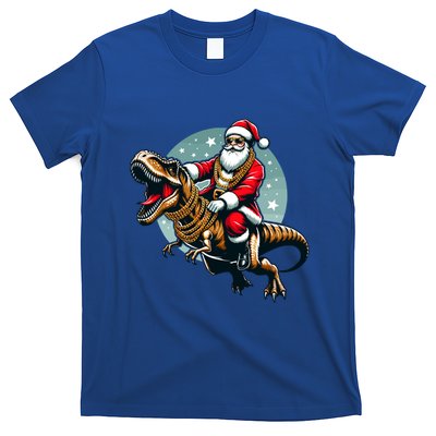Funny Cartoon Santa Trex Dinosaur Christmas Gift T-Shirt