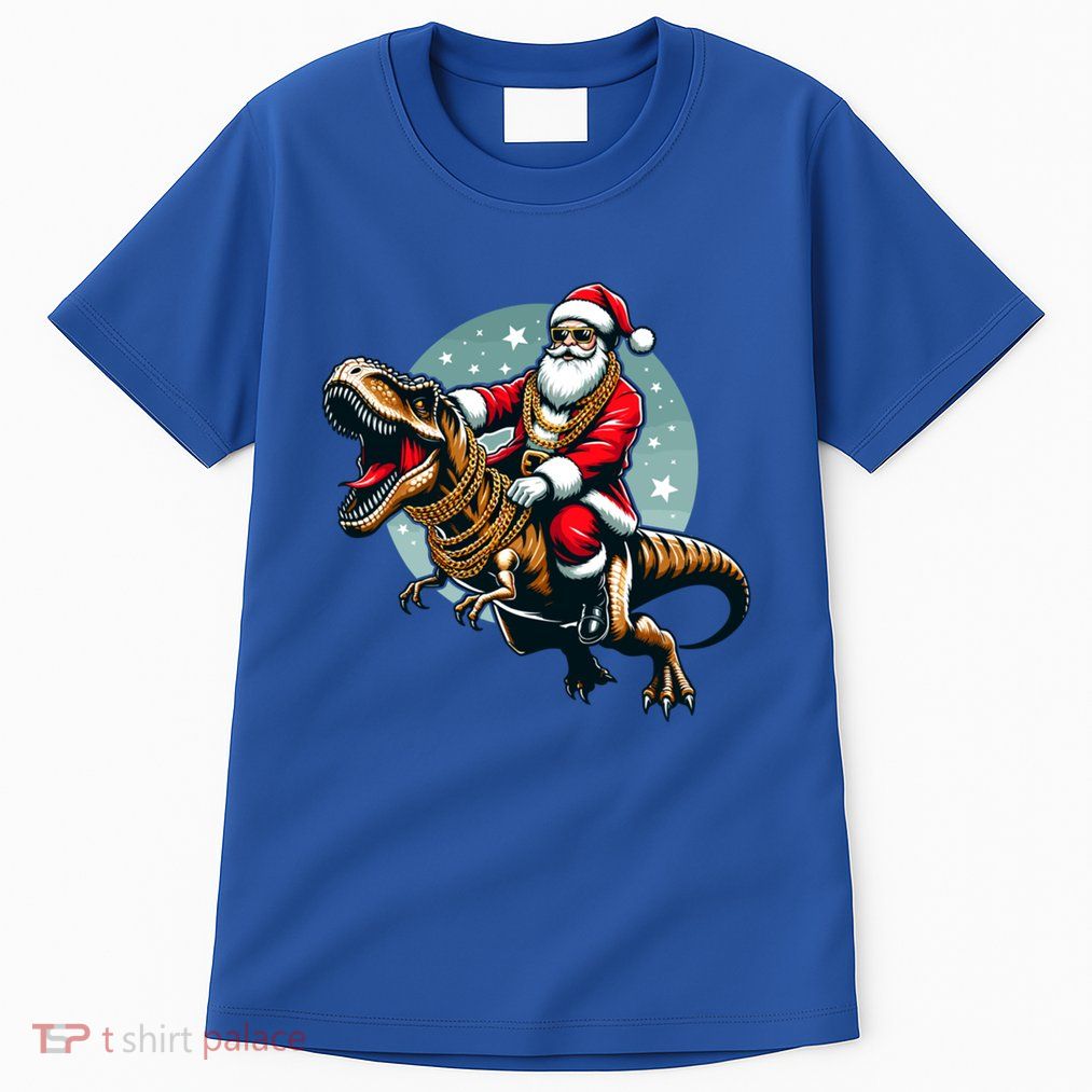 Funny Cartoon Santa Trex Dinosaur Christmas Gift Tall T-Shirt