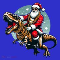 Funny Cartoon Santa Trex Dinosaur Christmas Gift Tall T-Shirt