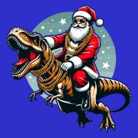 Funny Cartoon Santa Trex Dinosaur Christmas Gift Kids T-Shirt