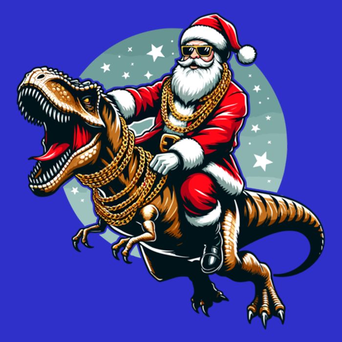 Funny Cartoon Santa Trex Dinosaur Christmas Gift Kids T-Shirt