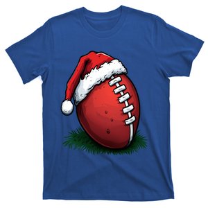 Football Christmas Santa Hat Funny Football Lover Xmas Gift Cute Gift T-Shirt