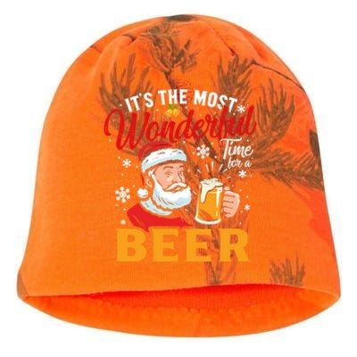 Funny Christmas Santa Claus Ing Beer Wonderful Time Gift Kati - Camo Knit Beanie