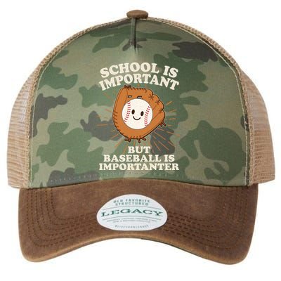 Funny Cute School Is Important But Baseball Is Importanter Legacy Tie Dye Trucker Hat