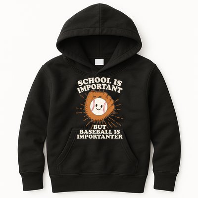 Funny Cute School Is Important But Baseball Is Importanter Kids Hoodie