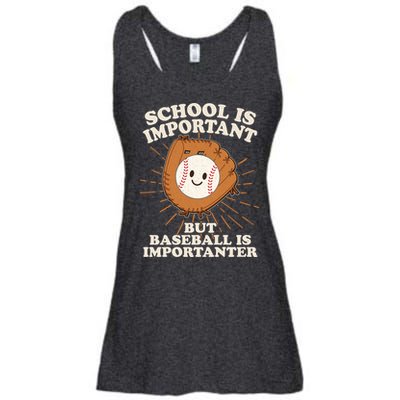 Funny Cute School Is Important But Baseball Is Importanter Ladies Essential Flowy Tank