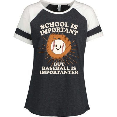 Funny Cute School Is Important But Baseball Is Importanter Enza Ladies Jersey Colorblock Tee