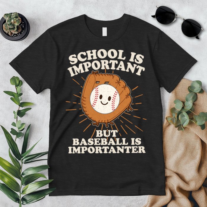 Funny Cute School Is Important But Baseball Is Importanter Premium T-Shirt