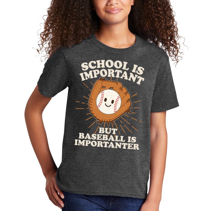 Funny Cute School Is Important But Baseball Is Importanter Kids T-Shirt