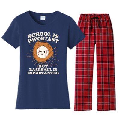 Funny Cute School Is Important But Baseball Is Importanter Women's Flannel Pajama Set