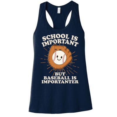 Funny Cute School Is Important But Baseball Is Importanter Women's Racerback Tank