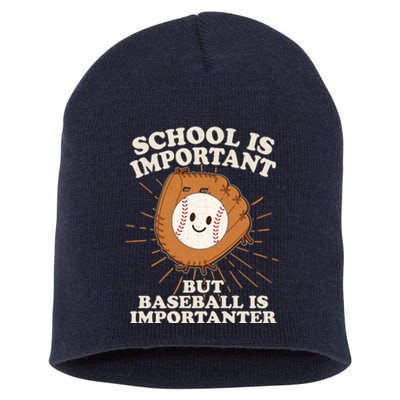 Funny Cute School Is Important But Baseball Is Importanter Short Acrylic Beanie