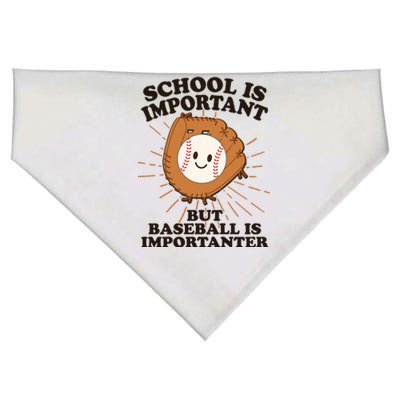 Funny Cute School Is Important But Baseball Is Importanter USA-Made Doggie Bandana