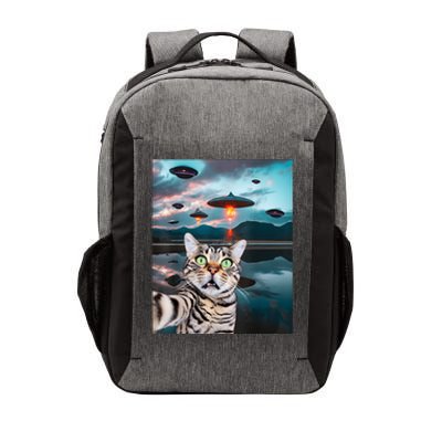 Funny Cat Selfie With Ufos Cute Alien Cat In The Cap Vector Backpack