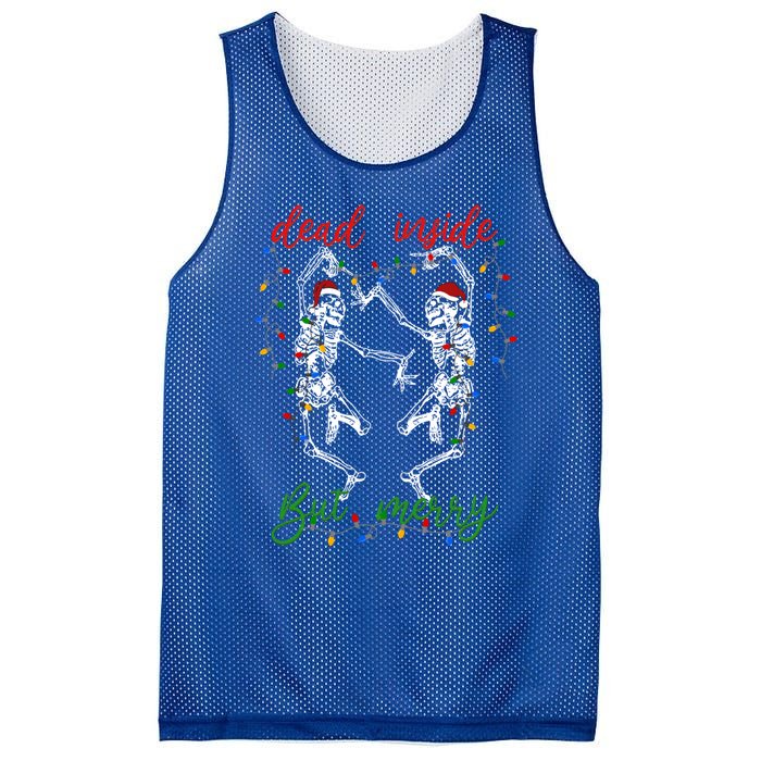 Funny Christmas Skeletons And Bright Dead Inside But Merry Gift Mesh Reversible Basketball Jersey Tank