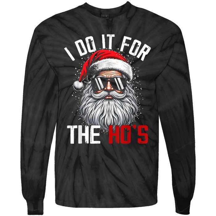 Funny Christmas Santa Claus I Do It For The Hos Cute Xmas Tie-Dye Long Sleeve Shirt