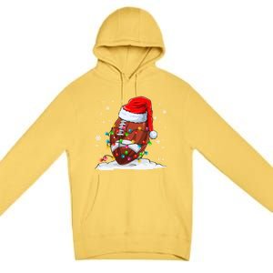 Football Christmas Santa Hat Xmas Football Lover Great Gift Premium Pullover Hoodie