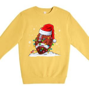 Football Christmas Santa Hat Xmas Football Lover Great Gift Premium Crewneck Sweatshirt