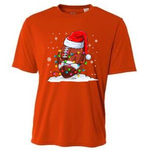 Football Christmas Santa Hat Xmas Football Lover Great Gift Cooling Performance Crew T-Shirt