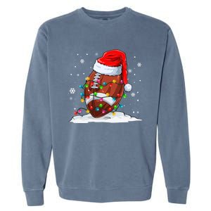 Football Christmas Santa Hat Xmas Football Lover Great Gift Garment-Dyed Sweatshirt